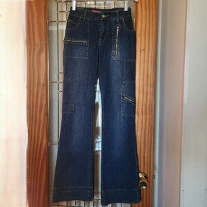 Zana Di Flare Jeans with Zip Accents Size 7 Y2K look